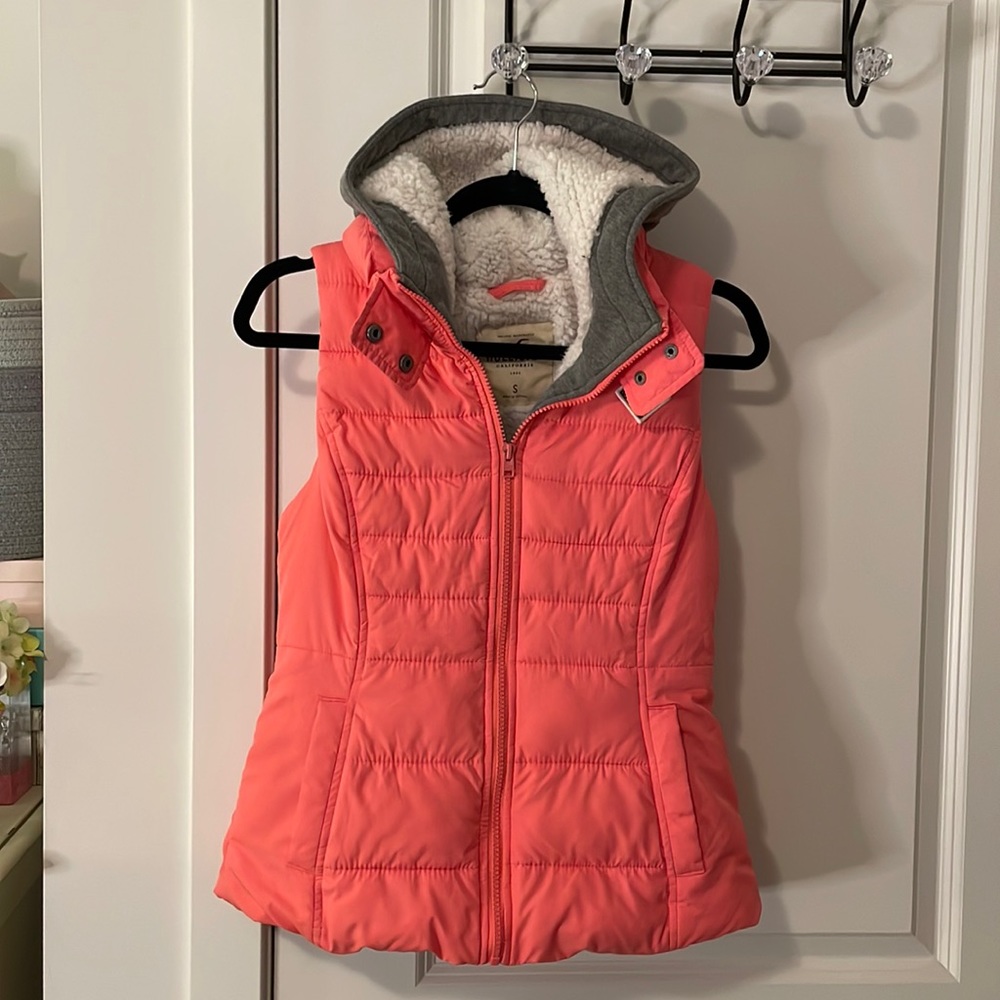 Hollister Coral Sherpa Puffer Vest